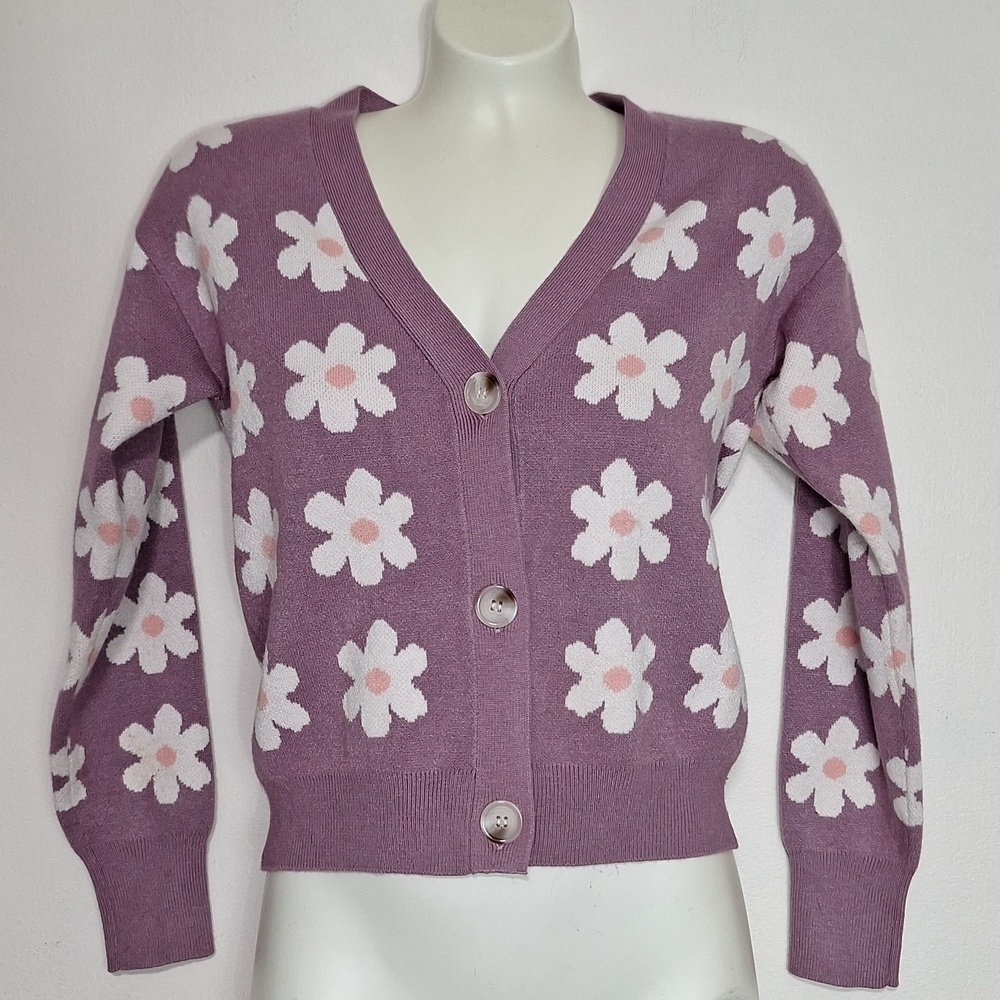 Willow & Wind Knit Cardian Sweater Daisy Purple